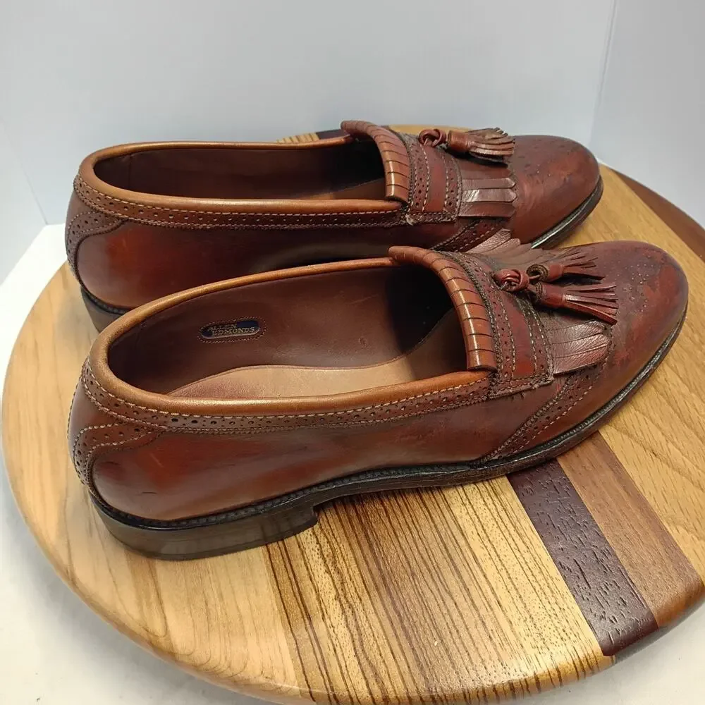 Allen Edmonds Bridgeton Leather Slip On Kiltie Tassel Shoes Loafers Size 10